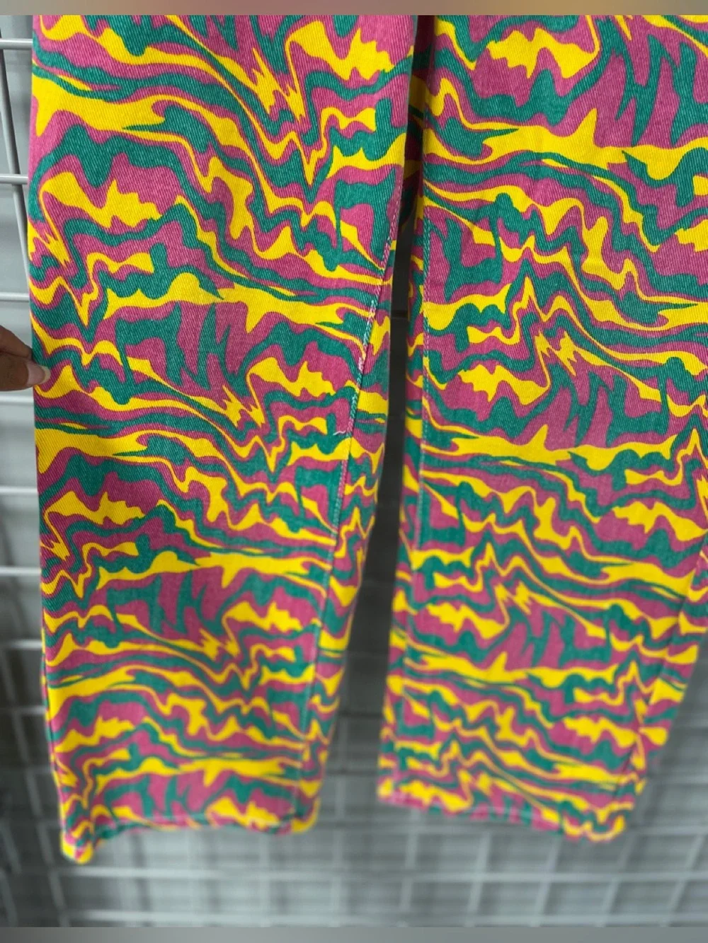 High Waist Swirl Print Boyfriend Jeans Size M  Straight Leg Streetwear 90s